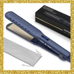 ストレート ヘアアイロン プロ仕様 最大温度230℃ 18段階温度調節 ブルー