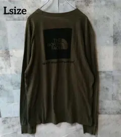 THE NORTH FACE 長袖カットソー Lsize スクエアロゴ オリーブ