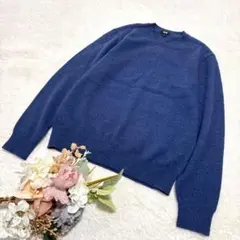 【ユニクロ】UNIQLO メンズ カシミヤクルーネックセーター 長袖 ブルー S