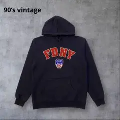 90s FDNY オフィシャルプルオーバーパーカー ネイビー Sサイズ