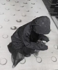 韓国y2k ナイロンジャケット ドット柄 パーカー ブルゾン ブラック