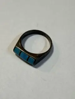 シルバー925 リング ターコイズ風 幅広 指輪 ヴィンテージ