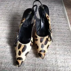 レディース　パンプス　ハイヒール　ハラコ　アニマル柄　ポインテッドトゥ　サンダル