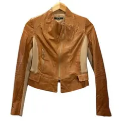 平成　短丈　レザー　ジャケット　ライダース　y2k ラム　羊　ブラウン　ショート