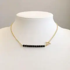 【2wayネックレス♡】ブラックスピネル×ゴールドチェーン