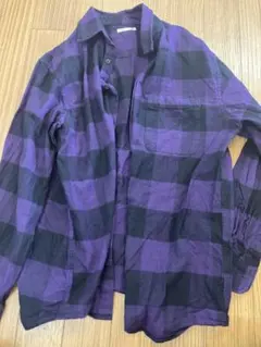 GU 紫と黒のチェックネルシャツ Lサイズ