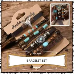 【豪華6連セット】ウエスタンアメカジブレスレット＊ターコイズ＊ビーズブレスレット