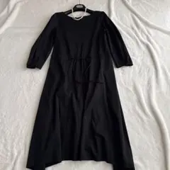 アンタイトル ブラック コットン ロングワンピース