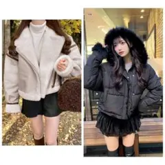 グレイル マルチWayフード付きファーダウンジャケット ムートンレザーブルゾン