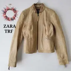 ザラ ZARA TRF◇レザージャケット ライダース ジップアップ ベージュ S