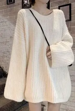 ゆったり長袖レディースニットセーター
