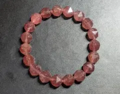 虹入りキラキラ甘可愛いストロベリークォーツスターカットブレス9ミリ