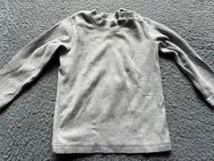 グレー 長袖 Tシャツ リブ編み ボタン付き