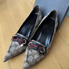 GUCCI GGキャンバス パンプス シェリーライン リボンのサムネイル