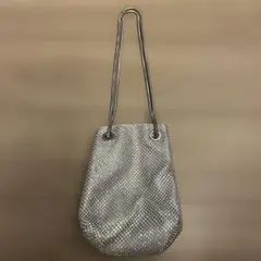 【極美品】シルバー ビーズ装飾 2wayバッグ