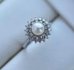 アコヤ真珠 フラワーモチーフ リング 指輪 リング 真珠