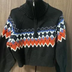 EVRIS ノルディック柄ジップアップセーター