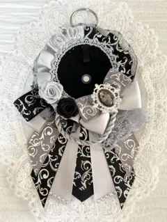 ୨୧1598 ハンドメイド 痛ロゼット♡シルバー×ブラック(シルバーベース)
