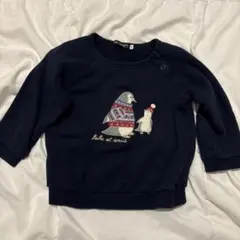 ペンギン刺繍 ネイビー トレーナー 90