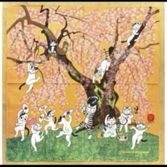 日本製 風呂敷 シャンタン 岡本肇 桜　花見　宴　50×50cm