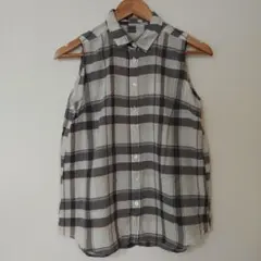 MERVEILLE H.　ノースリーブ　チェックブラウス　シルク
