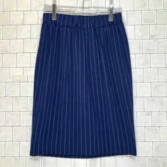 ネイビー ストライプ タイトスカート サイズF シンプル　人気カラー