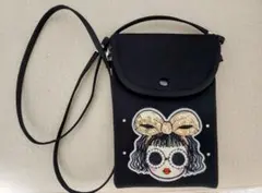 刺繍 スマホショルダーバッグ ブラック