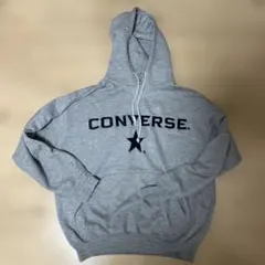 CONVERSE グレー フード付きパーカー　刺繍ロゴ
