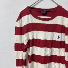 RALPH LAUREN SPORT レディース 赤白ボーダー柄ニット【M】