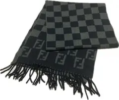 FENDIズッカ柄 チェック マフラー ブラック チャコール カーキ