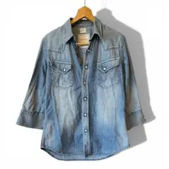 Wrangler × nano・universe 別注 7分袖 デニムシャツ　M