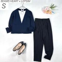 洗える・ストレッチ✨　BEAMS × LEPSIM　パンツスーツ　ノーカラー　Sのサムネイル