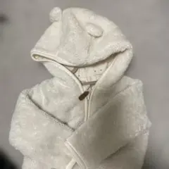 h&mホワイトフリースフード付きアウター