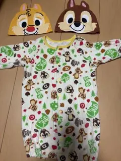 ベビー服 チップとデール ロンパース 帽子