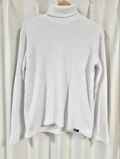 AZUL ホワイト タートルネック 長袖シャツ　ワッフル　サーマル