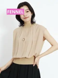 FENNELセミハイネック異素材トップス　未使用品　サイズ9号　定価16000円