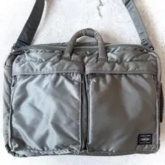 美品 PORTER ポーター タンカー 3way ブリーフケース シルバーグレー