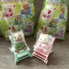 シルバニアファミリー　赤ちゃん&ベビーカーセット　ビーバー　シルクネコ　赤ちゃん