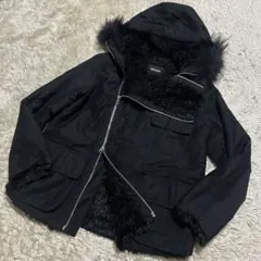 ズッカ ショートモッズコート ブラック Mサイズ ラクーンファー 着脱可能