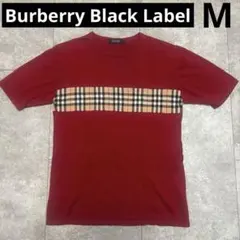 Burberry Black Label 半袖ニット　レッド　ノバチェック