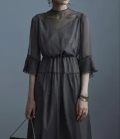 【etoll.】ラメチュールシフォンドレス Mサイズ ワンピース 結婚式