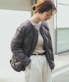 新品◎アーバンリサーチドアーズ◎ライトダウンキルトショートブルゾン/チャコール