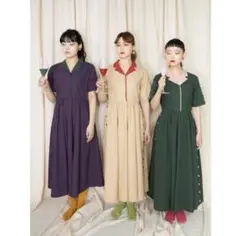 LEBECCAboutique 私たちへのワンピース　ベージュ×レッド