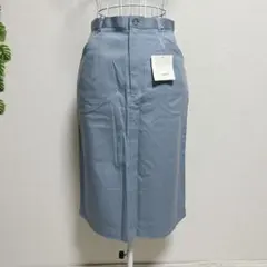 新品！ロートレアモン・M ひざ丈タイトスカート ブルー コットン混合