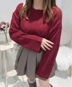 apres jour 2WAYハート透かし編みニットプルオーバー