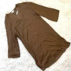 h&m ロングワンピース ひざ丈 七分袖 Vネック オフィスカジュアル 綺麗め