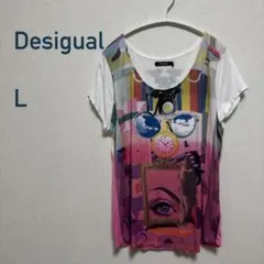Desigual ⭐︎デシグアル⭐︎Tシャツ⭐︎サングラス青空時計黒電話天使の羽根柄のサムネイル