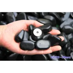 黒玉石 1kg黒光石 (黒宝石) 最最高級磨き黒玉砂利 艶8分(22～30ｍｍ)のサムネイル