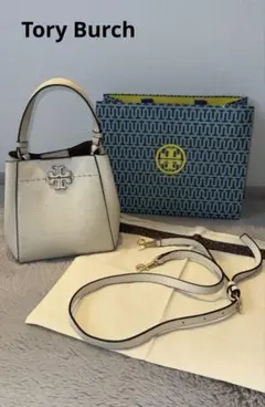 Tory Burch トリーバーチ マックグロー スモールバケットバッグ　白のサムネイル