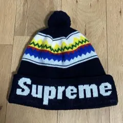 Supreme ニット帽 ポンポン付き 幾何学模様